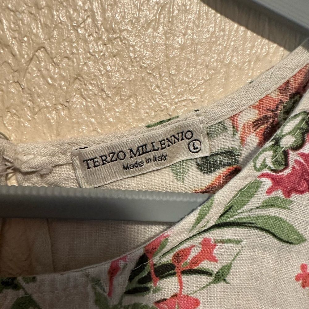 Terzo Millennio Linen Dress Floral Sleeveless Size large - Picture 4 of 6